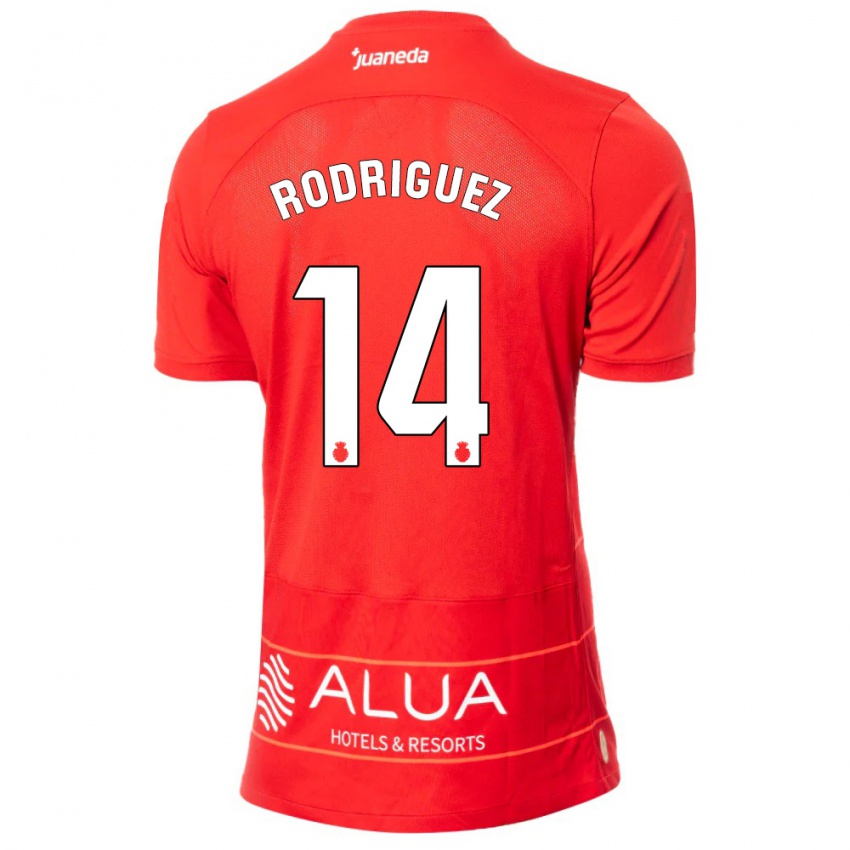 Kobiety Diego Rodríguez #14 Czerwony Domowa Koszulka 2023/24 Koszulki Klubowe