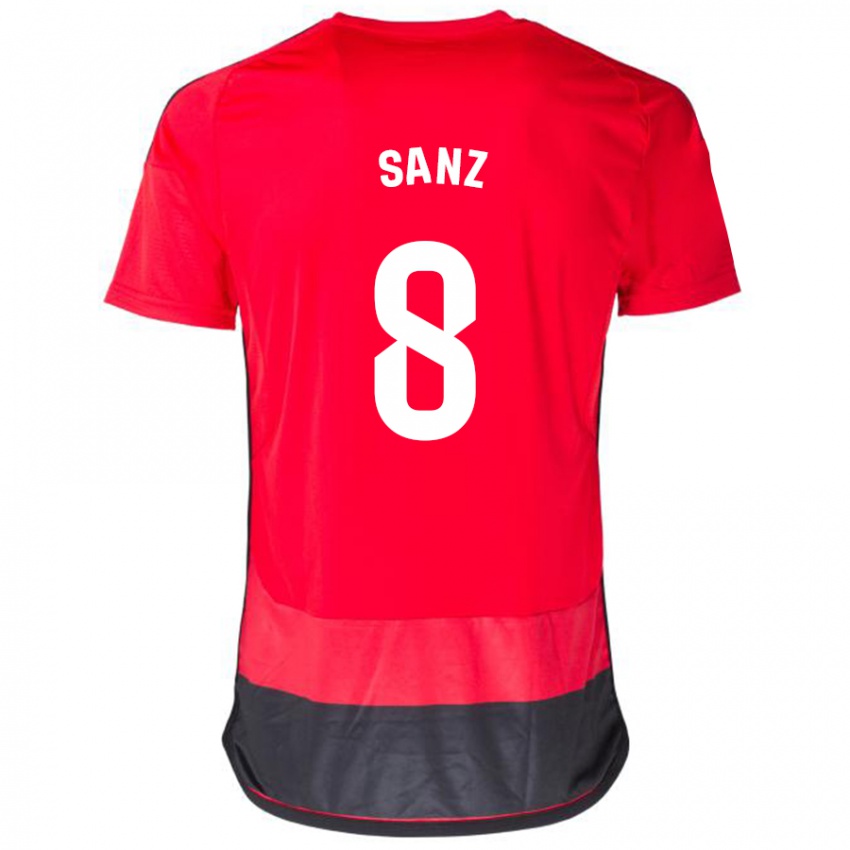 Kobiety Álvaro Sanz #8 Czerwony Czarny Domowa Koszulka 2023/24 Koszulki Klubowe