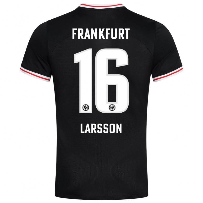 Kobiety Hugo Larsson #16 Czarny Wyjazdowa Koszulka 2023/24 Koszulki Klubowe