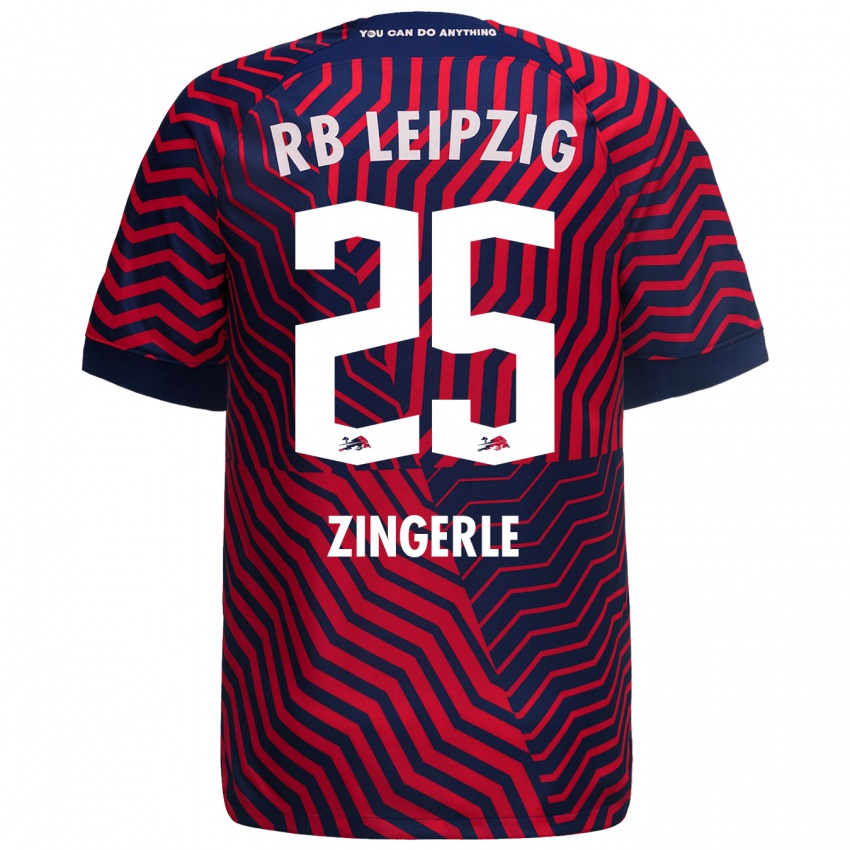 Kobiety Leopold Zingerle #25 Niebieski Czerwony Wyjazdowa Koszulka 2023/24 Koszulki Klubowe