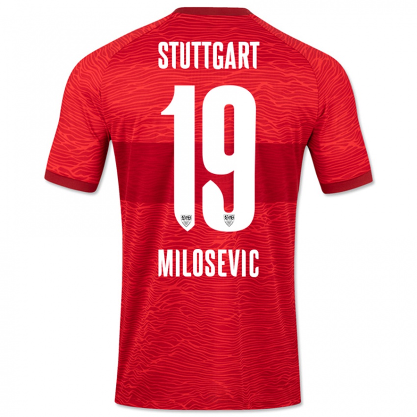 Kobiety Jovan Milosevic #19 Czerwony Wyjazdowa Koszulka 2023/24 Koszulki Klubowe