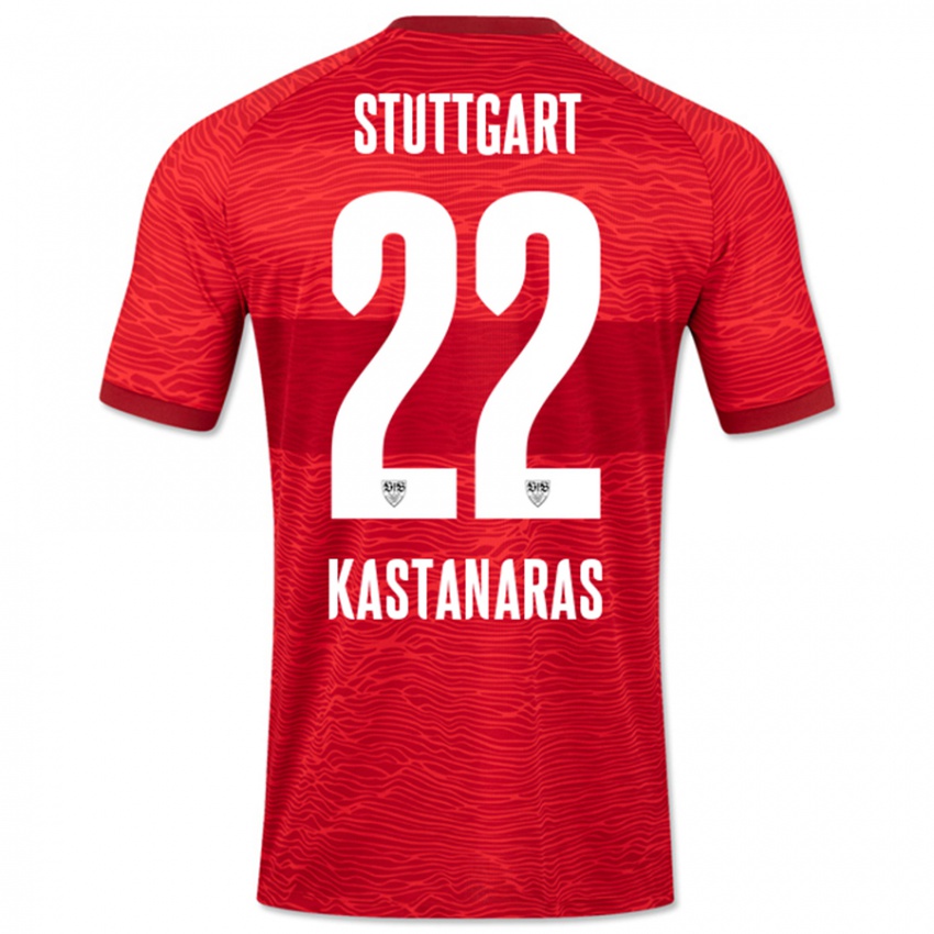 Kobiety Thomas Kastanaras #22 Czerwony Wyjazdowa Koszulka 2023/24 Koszulki Klubowe