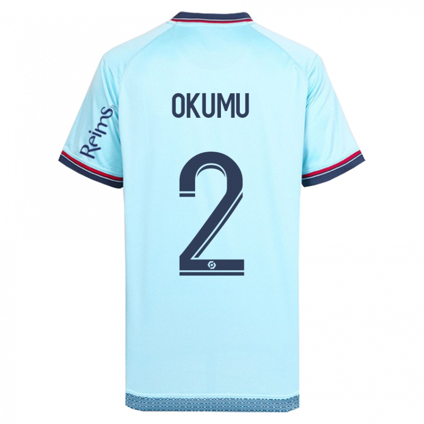 Kobiety Joseph Okumu #2 Niebieskie Niebo Wyjazdowa Koszulka 2023/24 Koszulki Klubowe