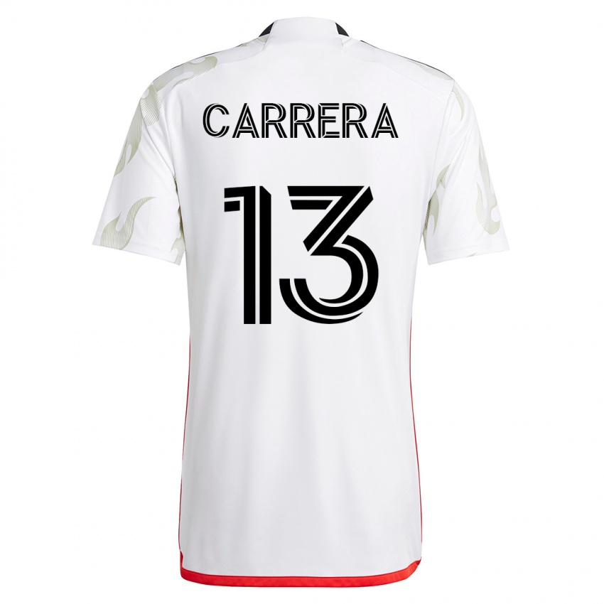 Kobiety Antonio Carrera #13 Biały Wyjazdowa Koszulka 2023/24 Koszulki Klubowe