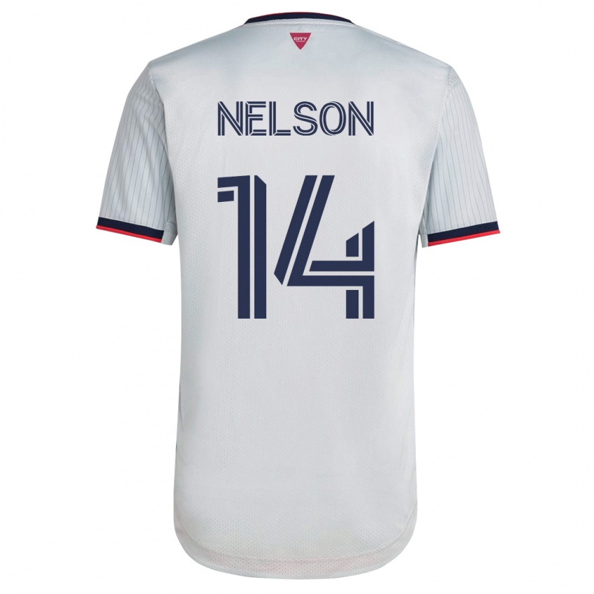 Kobiety John Nelson #14 Biały Wyjazdowa Koszulka 2023/24 Koszulki Klubowe