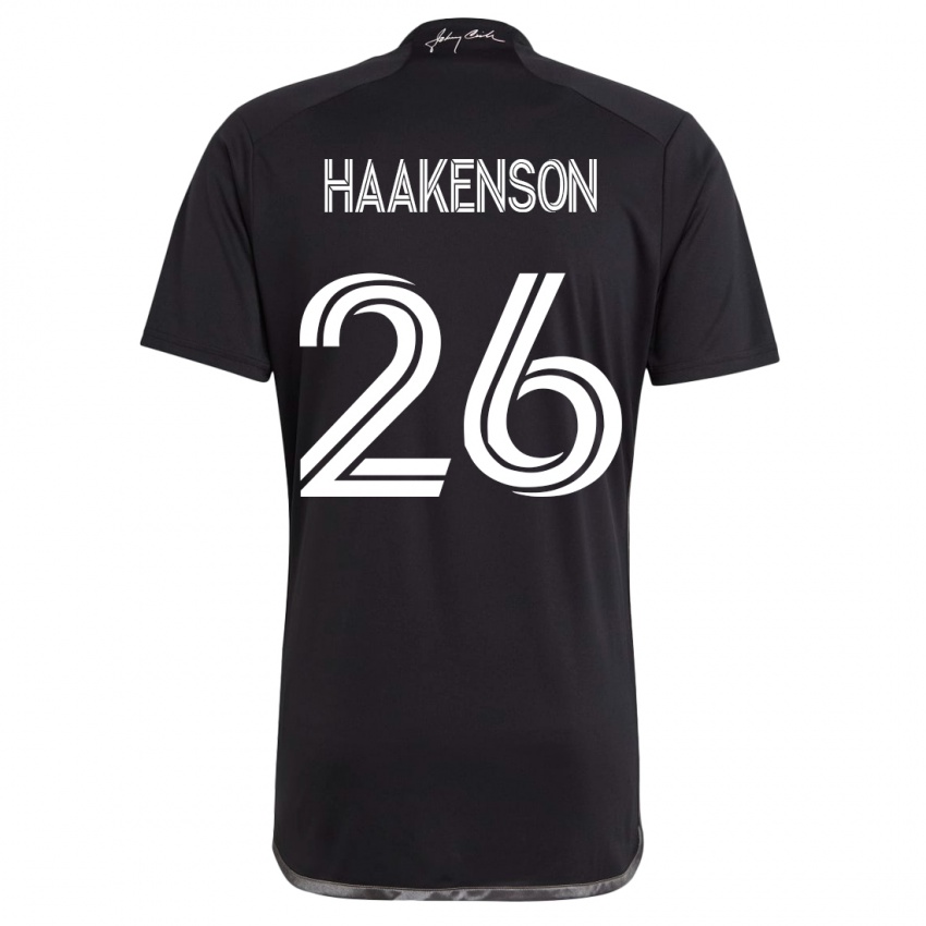 Kobiety Luke Haakenson #26 Czarny Wyjazdowa Koszulka 2023/24 Koszulki Klubowe