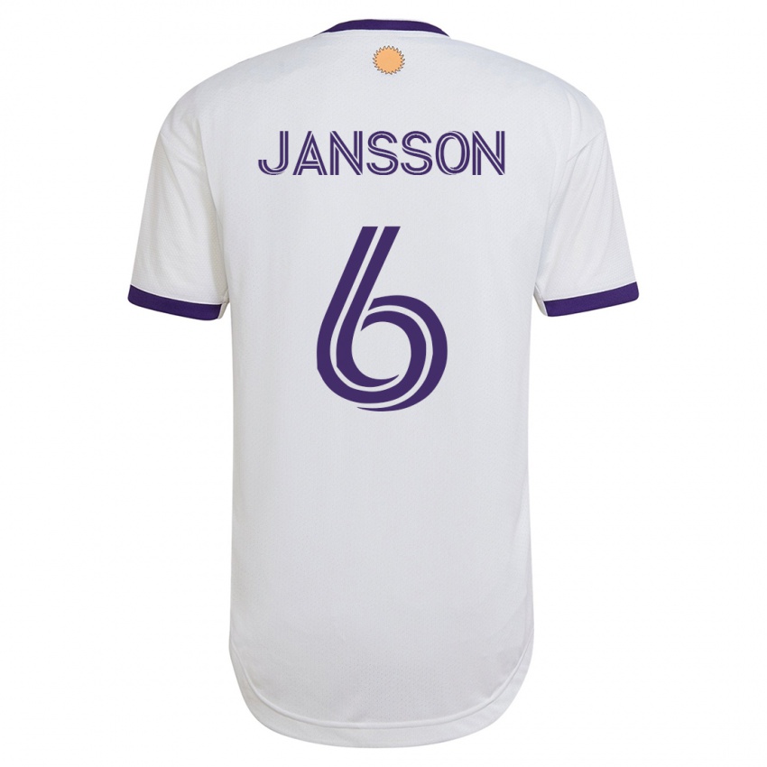 Kobiety Robin Jansson #6 Biały Wyjazdowa Koszulka 2023/24 Koszulki Klubowe