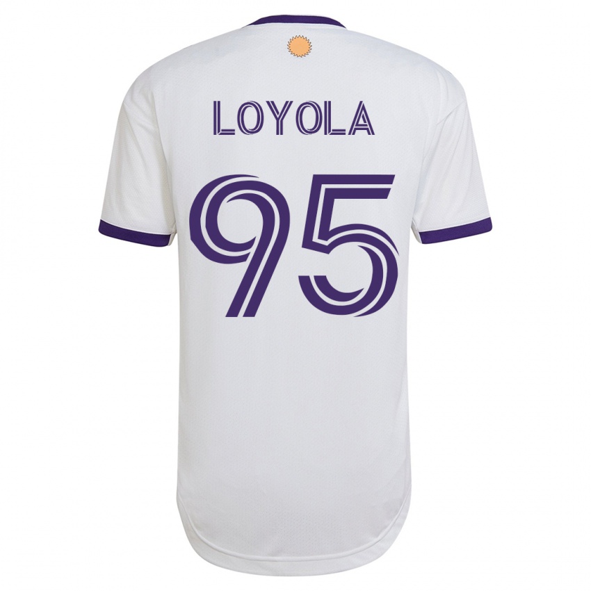 Kobiety Favian Loyola #95 Biały Wyjazdowa Koszulka 2023/24 Koszulki Klubowe