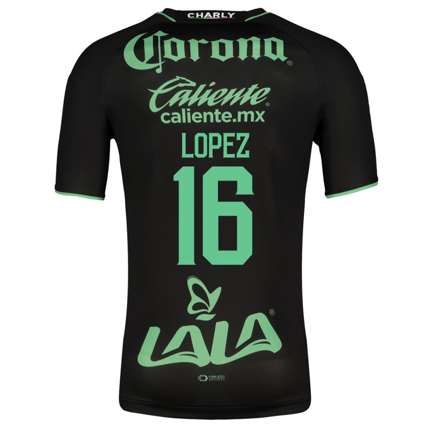 Kobiety Aldo López #16 Czarny Wyjazdowa Koszulka 2023/24 Koszulki Klubowe