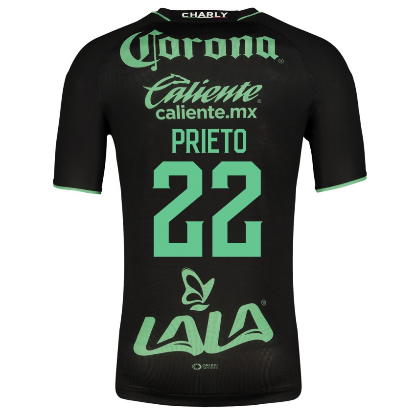 Kobiety Ronaldo Prieto #22 Czarny Wyjazdowa Koszulka 2023/24 Koszulki Klubowe
