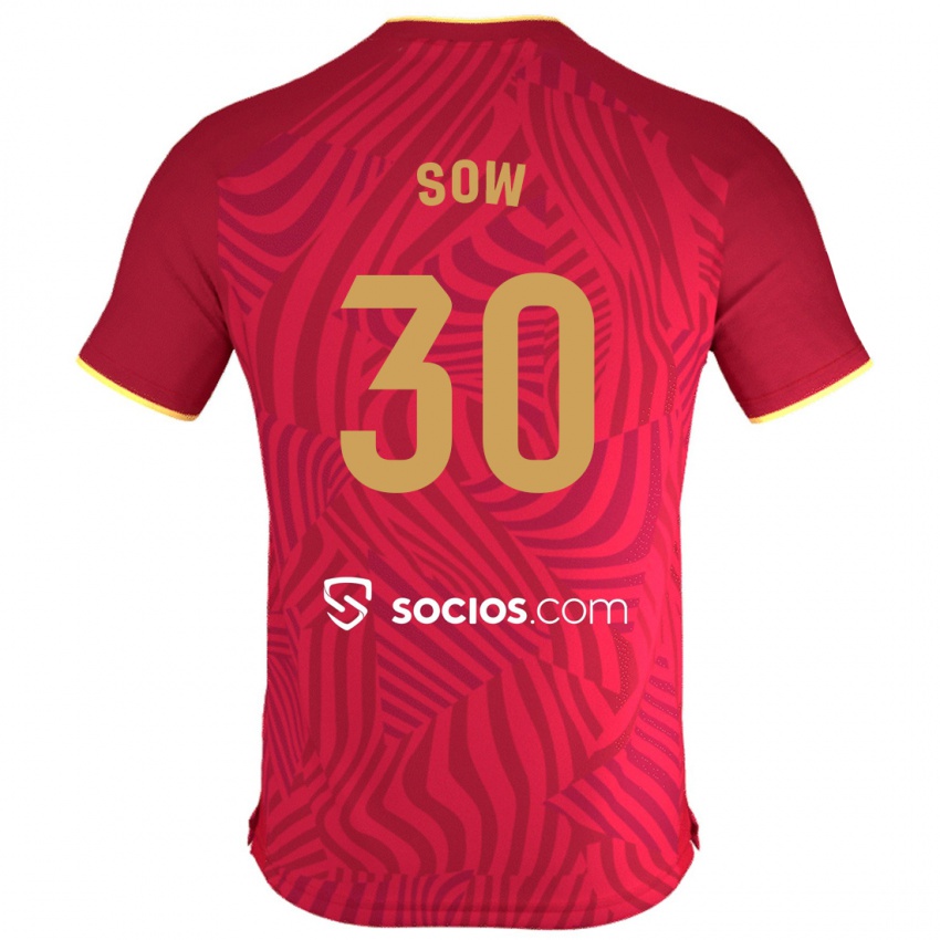 Kobiety Ibrahima Sow #30 Czerwony Wyjazdowa Koszulka 2023/24 Koszulki Klubowe