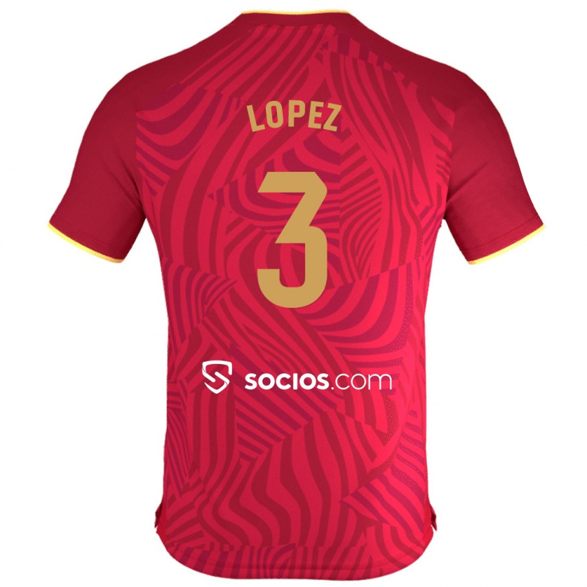 Kobiety David López #3 Czerwony Wyjazdowa Koszulka 2023/24 Koszulki Klubowe