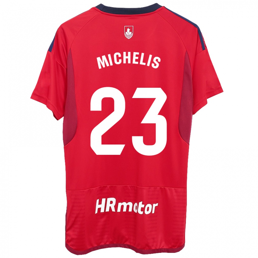 Dzieci Nikolaos Michelis #23 Czerwony Domowa Koszulka 2023/24 Koszulki Klubowe