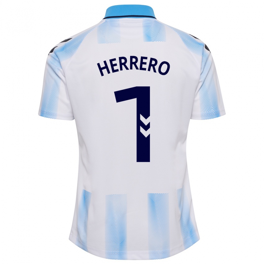 Dzieci Alfonso Herrero #1 Biało Niebieski Domowa Koszulka 2023/24 Koszulki Klubowe