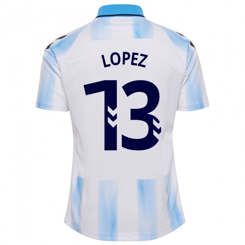 Dzieci Carlos López #13 Biało Niebieski Domowa Koszulka 2023/24 Koszulki Klubowe