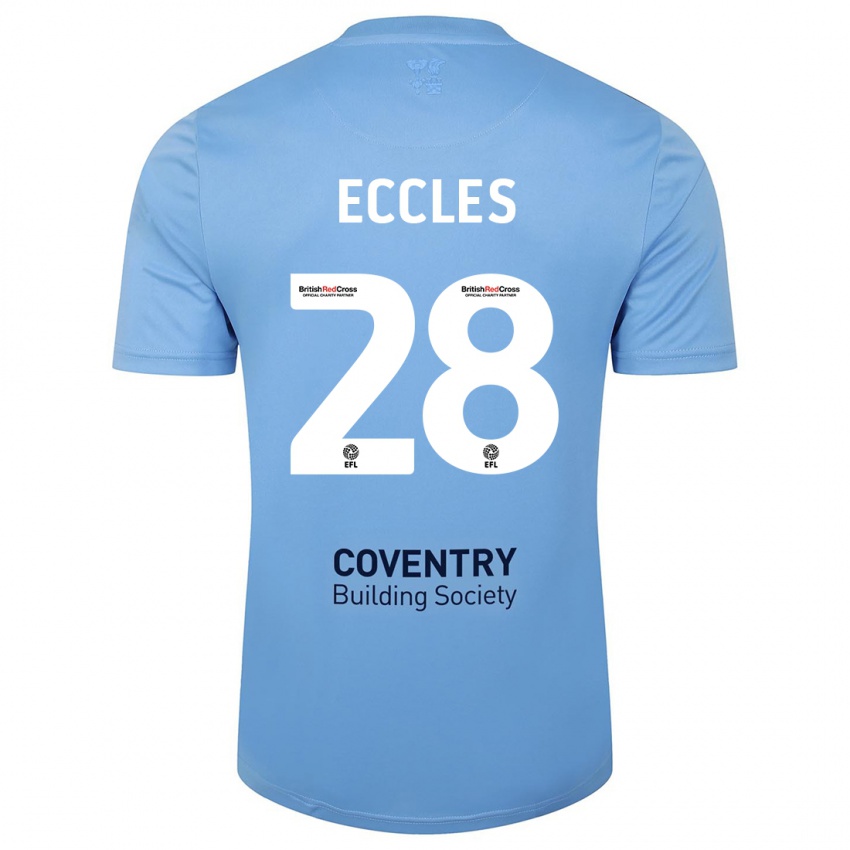 Dzieci Josh Eccles #28 Niebieskie Niebo Domowa Koszulka 2023/24 Koszulki Klubowe