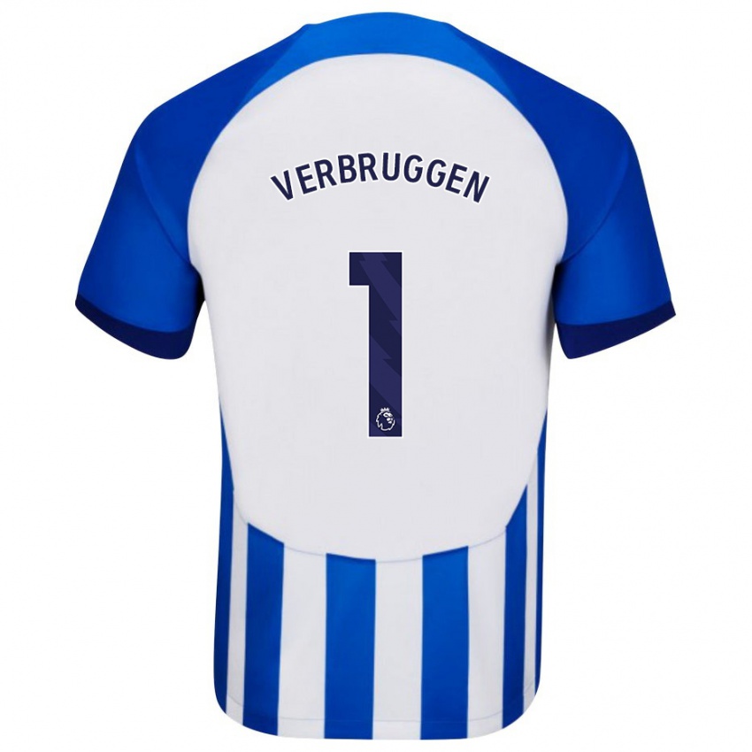 Dzieci Bart Verbruggen #1 Niebieski Domowa Koszulka 2023/24 Koszulki Klubowe