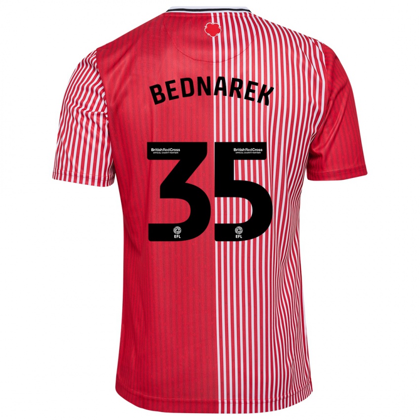 Dzieci Jan Bednarek #35 Czerwony Domowa Koszulka 2023/24 Koszulki Klubowe