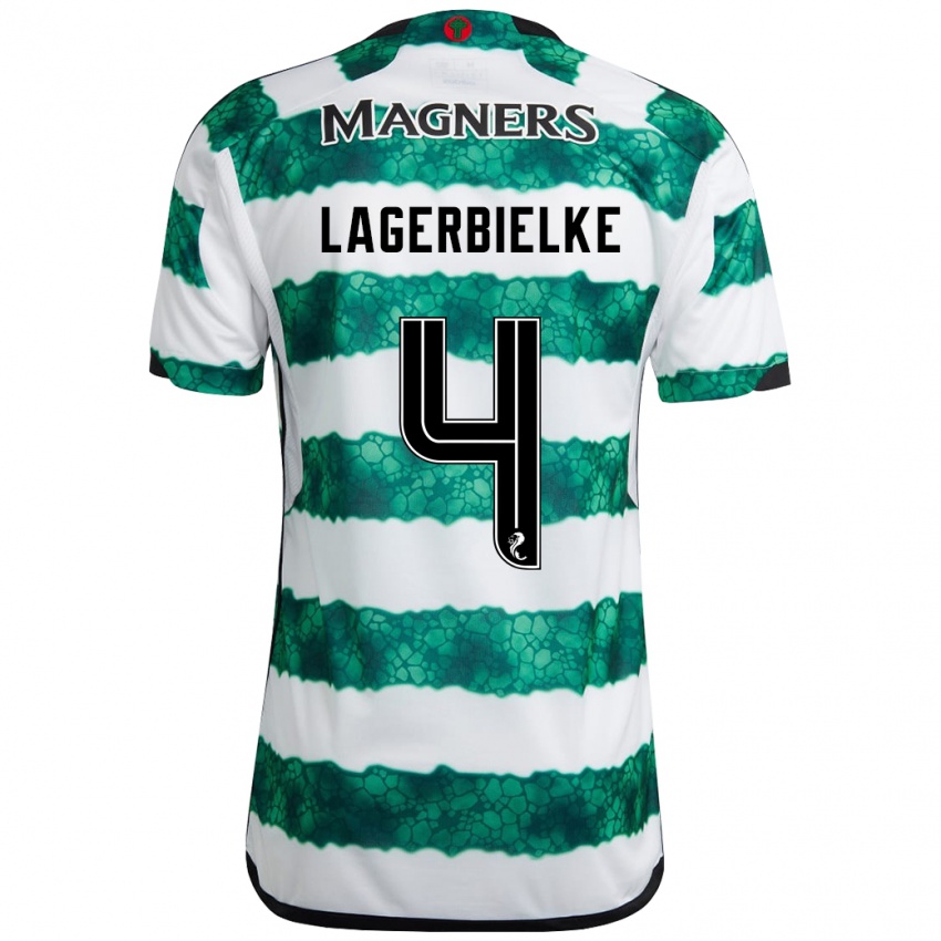 Dzieci Gustaf Lagerbielke #4 Zielony Domowa Koszulka 2023/24 Koszulki Klubowe