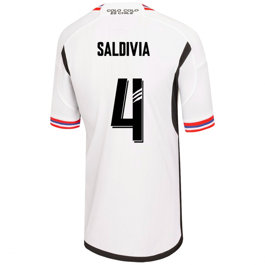 Dzieci Alan Saldivia #4 Biały Domowa Koszulka 2023/24 Koszulki Klubowe