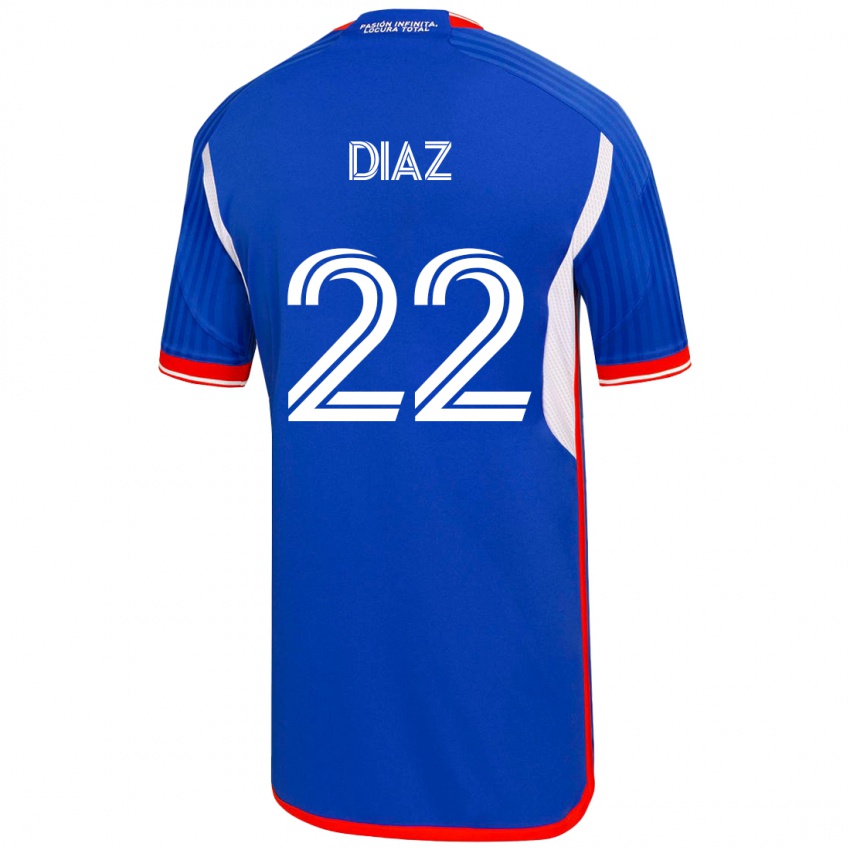 Dzieci Valentina Díaz #22 Niebieski Domowa Koszulka 2023/24 Koszulki Klubowe