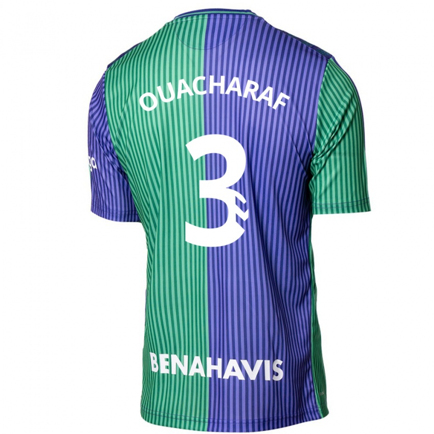 Dzieci Bilal Ouacharaf #3 Zielono-Niebieski Wyjazdowa Koszulka 2023/24 Koszulki Klubowe