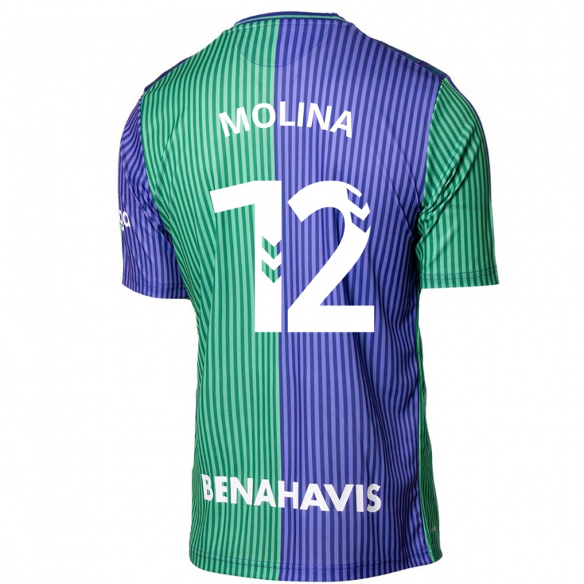 Dzieci Manu Molina #12 Zielono-Niebieski Wyjazdowa Koszulka 2023/24 Koszulki Klubowe
