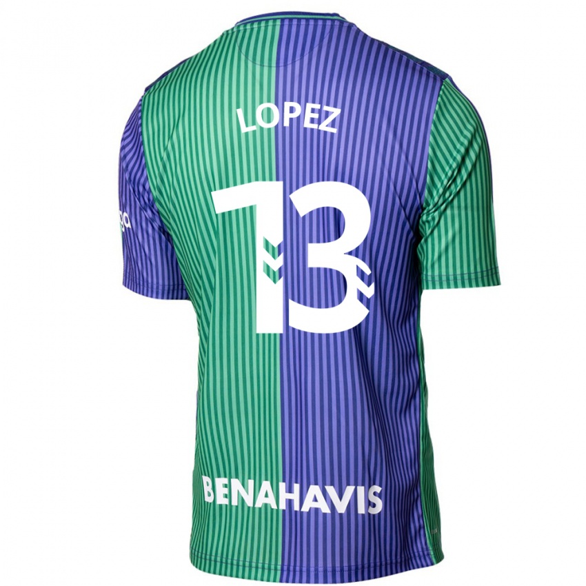 Dzieci Carlos López #13 Zielono-Niebieski Wyjazdowa Koszulka 2023/24 Koszulki Klubowe