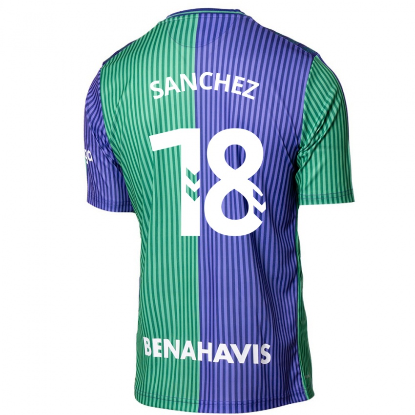 Dzieci Dani Sánchez #18 Zielono-Niebieski Wyjazdowa Koszulka 2023/24 Koszulki Klubowe