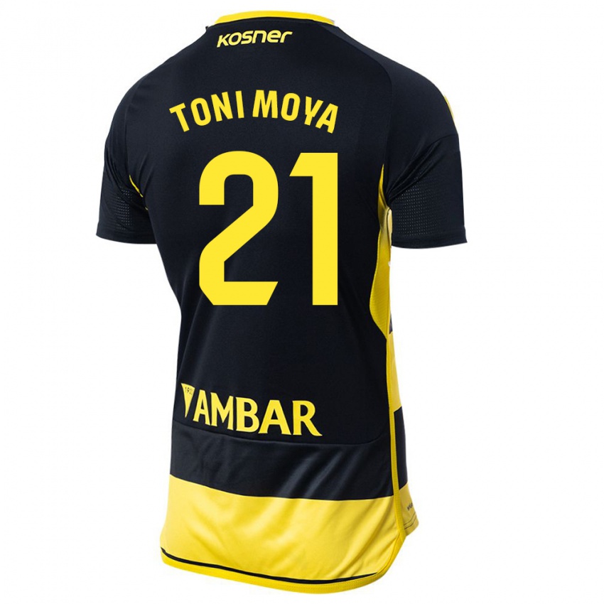 Dzieci Toni Moya #21 Czarno Żółty Wyjazdowa Koszulka 2023/24 Koszulki Klubowe