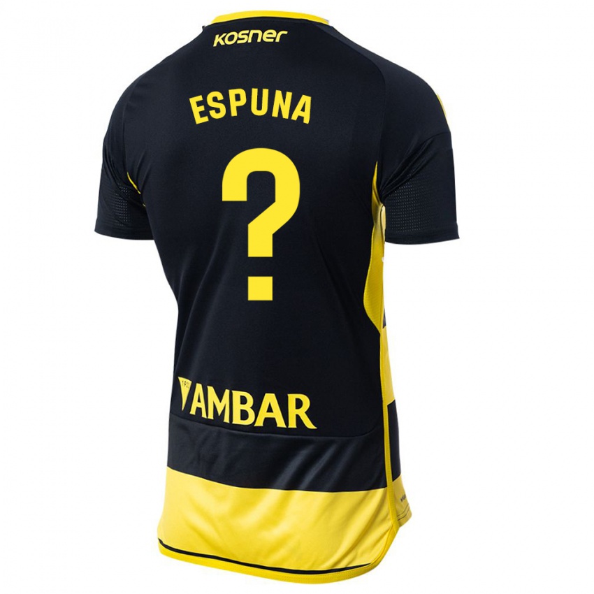 Dzieci Nico Espuña #0 Czarno Żółty Wyjazdowa Koszulka 2023/24 Koszulki Klubowe