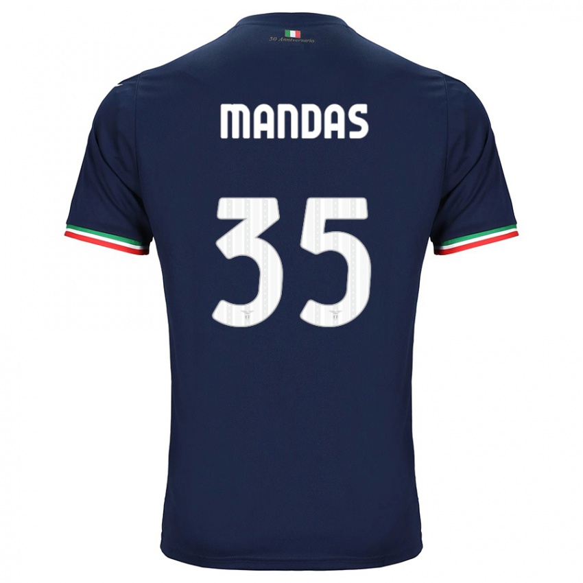 Dzieci Christos Mandas #35 Marynarka Wojenna Wyjazdowa Koszulka 2023/24 Koszulki Klubowe