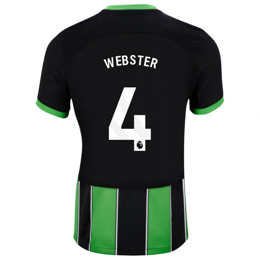 Dzieci Adam Webster #4 Czarny Zielony Wyjazdowa Koszulka 2023/24 Koszulki Klubowe