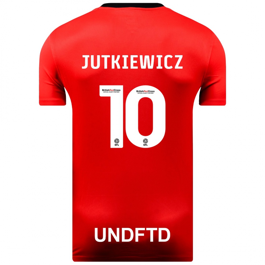 Dzieci Lukas Jutkiewicz #10 Czerwony Wyjazdowa Koszulka 2023/24 Koszulki Klubowe