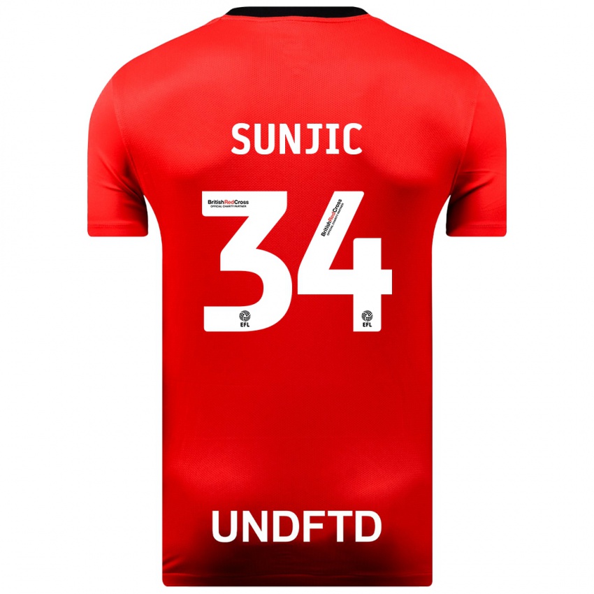 Dzieci Ivan Sunjic #34 Czerwony Wyjazdowa Koszulka 2023/24 Koszulki Klubowe