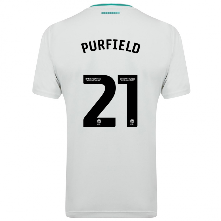 Dzieci Jemma Elizabeth Purfield #21 Biały Wyjazdowa Koszulka 2023/24 Koszulki Klubowe