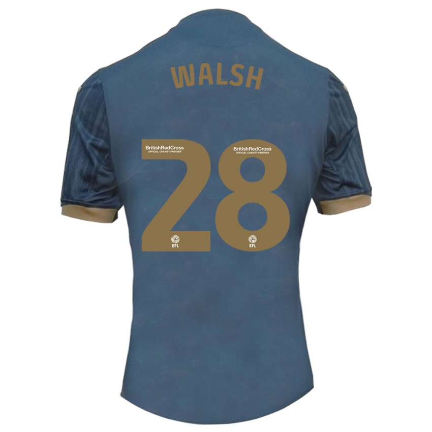 Dzieci Liam Walsh #28 Ciemny Turkusowy Wyjazdowa Koszulka 2023/24 Koszulki Klubowe