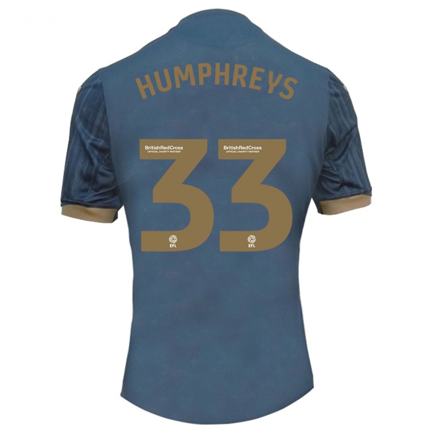 Dzieci Bashir Humphreys #33 Ciemny Turkusowy Wyjazdowa Koszulka 2023/24 Koszulki Klubowe