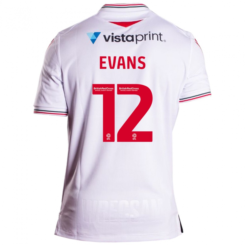 Dzieci George Evans #12 Biały Wyjazdowa Koszulka 2023/24 Koszulki Klubowe