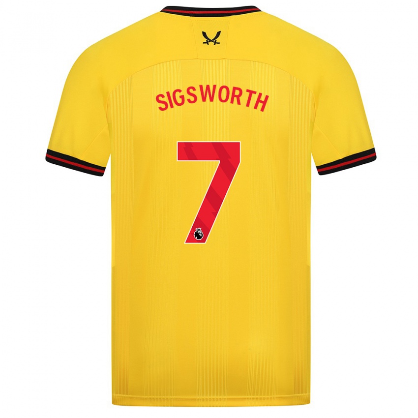 Dzieci Jess Sigsworth #7 Żółty Wyjazdowa Koszulka 2023/24 Koszulki Klubowe