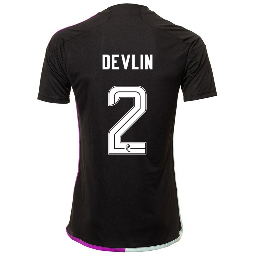 Dzieci Nicky Devlin #2 Czarny Wyjazdowa Koszulka 2023/24 Koszulki Klubowe