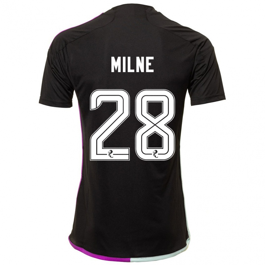Dzieci Jack Milne #28 Czarny Wyjazdowa Koszulka 2023/24 Koszulki Klubowe