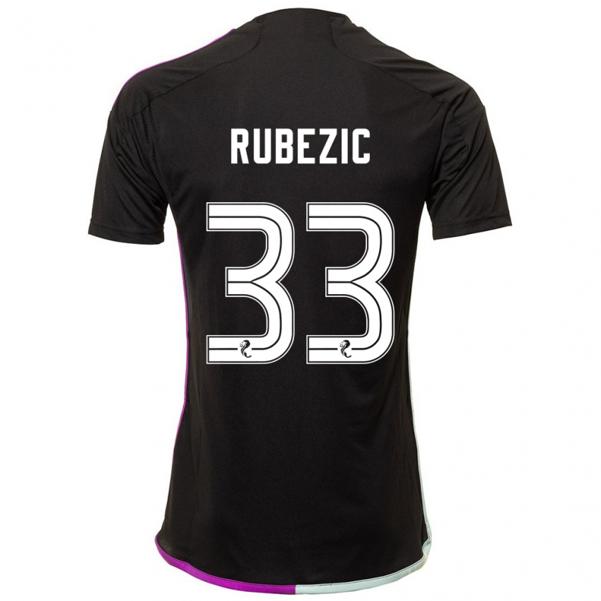 Dzieci Slobodan Rubezic #33 Czarny Wyjazdowa Koszulka 2023/24 Koszulki Klubowe