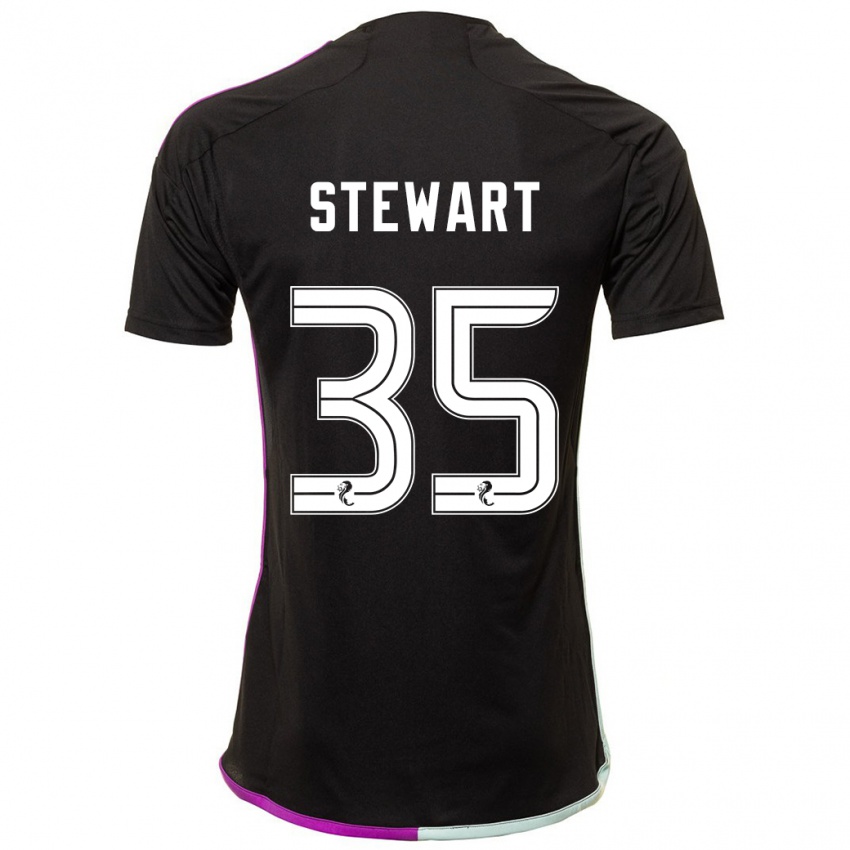 Dzieci Alfie Stewart #35 Czarny Wyjazdowa Koszulka 2023/24 Koszulki Klubowe