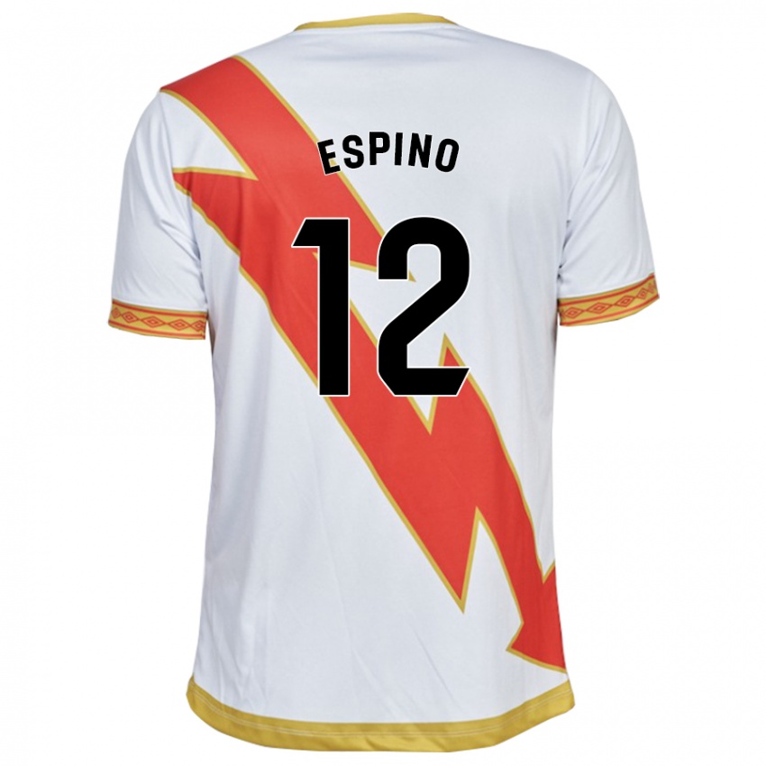 Męski Alfonso Espino #12 Biały Domowa Koszulka 2023/24 Koszulki Klubowe