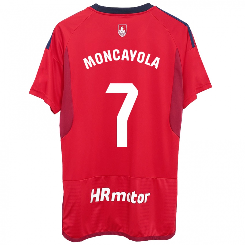 Męski Jon Moncayola #7 Czerwony Domowa Koszulka 2023/24 Koszulki Klubowe
