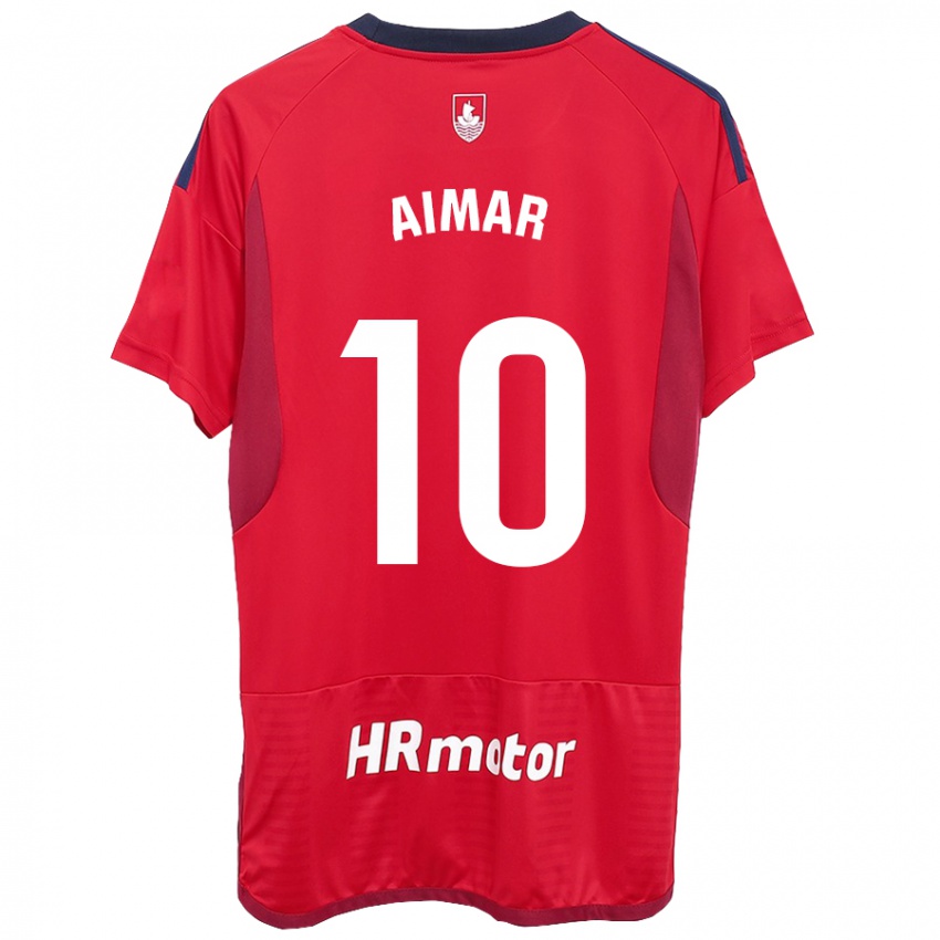 Męski Aimar Oroz #10 Czerwony Domowa Koszulka 2023/24 Koszulki Klubowe