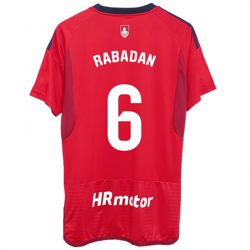 Męski David Rabadán #6 Czerwony Domowa Koszulka 2023/24 Koszulki Klubowe