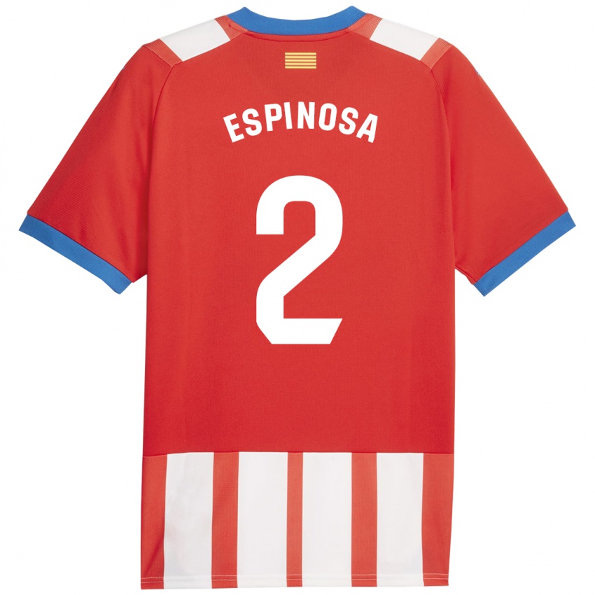 Męski Bernardo Espinosa #2 Czerwony Biały Domowa Koszulka 2023/24 Koszulki Klubowe