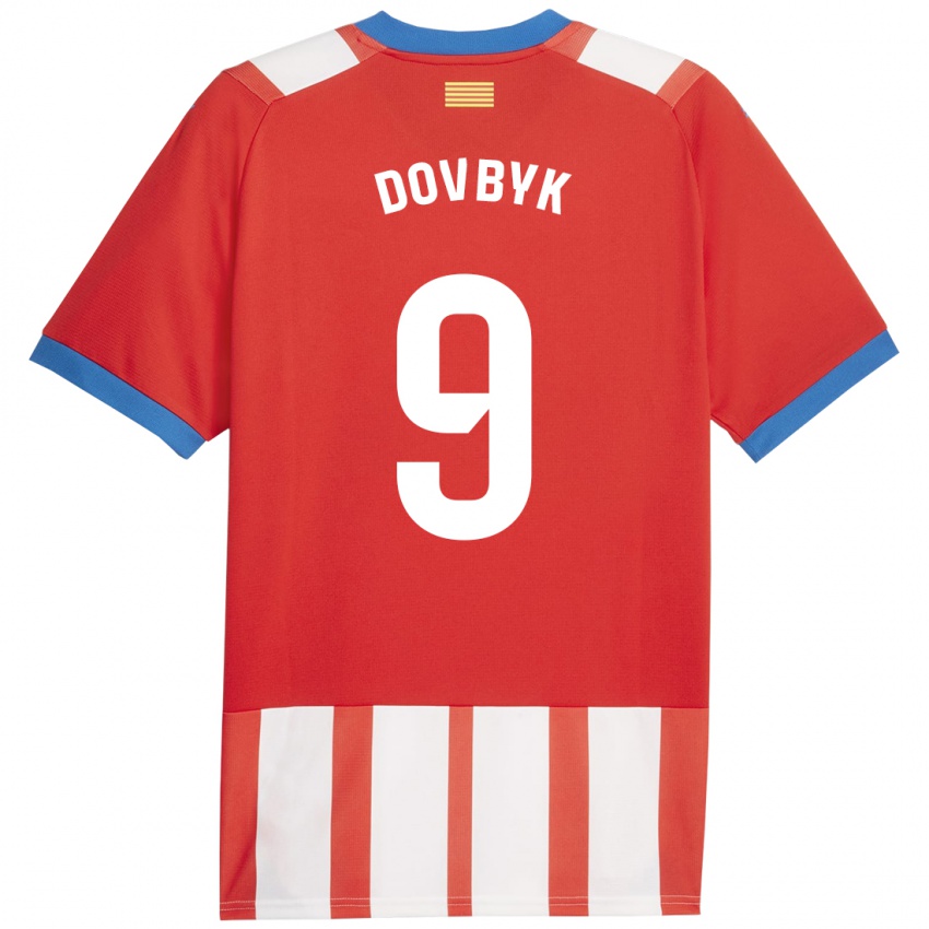 Męski Artem Dovbyk #9 Czerwony Biały Domowa Koszulka 2023/24 Koszulki Klubowe